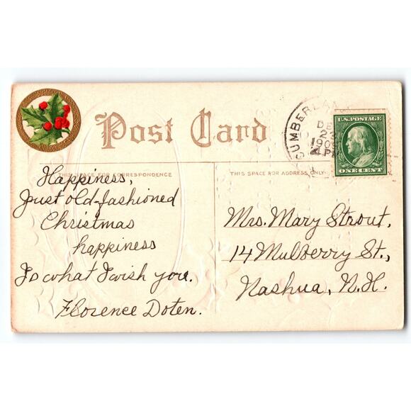 Vintage Christmas Postcard When Shepherds Watched Their Flocks Scene - Picture 2 of 2